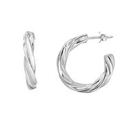 Silverly 925 Sterling Silver Chunky Twist Hoop Earrings 25mm - Twisted Square Tube Design - Bold and Stylish Hoops for Women - Modern and Fashionable Ladies Jewellery - Unique Solid Silver Earrings