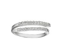 Silverly 925 Sterling Silver Cubic Zirconia Double Band Wraparound Ring for Women - Modern CZ Multi-Layer Overlapping Design - Sparkly Stacking Eternity Band - Minimalist Wrap Rings