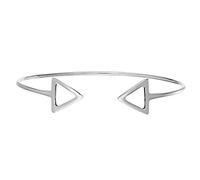 Silverly 925 Sterling Silver Double Arrow Bangle Bracelet for Women - Geometric Open Triangle Thin Adjustable Bracelet - Modern Minimalist Bangles - Trendy Gift for Daughter