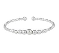 Silverly 925 Sterling Silver Graduated Ball Torque Bangle for Women - Polished Round Bead Stacking Bracelet - Adjustable Cuff Bangle for Everyday Wear - Sleek Minimalist Beaded Jewellery