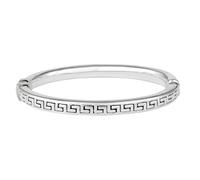 Silverly 925 Sterling Silver Greek Key Hinged Bangle for Women - Elegant Sleek Greek Fret Bracelet With Square Tube Design - Classic Bangles for Ladies With Geometric Pattern - Stacking Bracelets