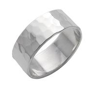 Silverly 925 Sterling Silver Hammered Rings - 8mm Flat-Edge Band Ring - Chunky Classic Design - Textured Cigar Ring for Women and Men - Minimalist Wedding Rings His and Hers