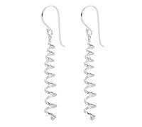 Silverly 925 Sterling Silver Long Corkscrew Spiral Earrings for Women - Twisted Spiral Drop Earrings - Contemporary Minimalist Jewellery for Everyday Wear - Modern Coil Curly Twist Design