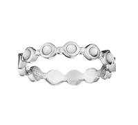 Silverly 925 Sterling Silver Mother of Pearl White Shell Linked Half Eternity Stackable Ring