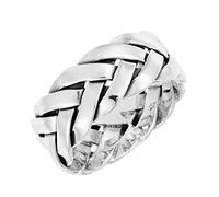 Silverly 925 Sterling Silver Rings for Men and Women - Braided Ring 7.7mm - Wide Band Men's Rings - Woven Band Thick Wedding Rings His and Hers - Classic Promise Rings for Couples