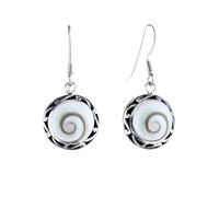 Silverly 925 Sterling Silver Shiva Eye Shell Filigree Earrings for Women - Natural Seashell Drop Earrings With Ornate Frame - Coastal Mermaid Jewellery - Spiritual Mindfulness Gift