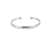 Silverly 925 Sterling Silver Tapered Torque Cuff Bangle for Women - Curved Flat Stacking Bangle With Ball Ends - Simple Solid Silver Adjustable Bracelet - Classic Stackable Minimalist Jewellery