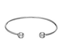 Silverly 925 Sterling Silver Torque Cuff Bangle for Women - Thin Round Tube Stacking Bangle - Simple Solid Silver Adjustable Bracelets - Classic Stackable Minimalist Ball End Bracelet