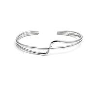 Silverly 925 Sterling Silver Wavy Twist Bangle Bracelet for Women - Modern Wave Double Row Cuff Bangle - Chunky Ripple Multi-Layer Bracelet - Sleek Minimalist Jewellery - Adjustable Bangles