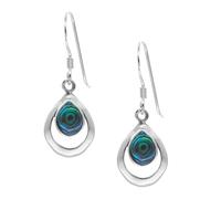 Silverly Abalone Shell Earrings for Women Dangling - Sterling Silver Teardrop Dangle Earrings - Iridescent Green Blue Birthstone Jewellery - Hypoallergenic - French Hook Back