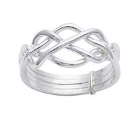 Silverly Celtic Knot Puzzle Solid Silver Rings for Women 925 - Men's Rings in Sterling Silver - Jewellery Gift - Unique Four Band - Promise Turkish Wedding Ring