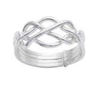 Silverly Celtic Knot Puzzle Solid Silver Rings for Women 925 - Men's Rings in Sterling Silver - Jewellery Gift - Unique Four Band - Promise Turkish Wedding Ring