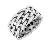 Silverly Chunky Woven Sterling Silver Rings for Women and Men - 9.8mm Thick Braided Band Ring - Classic Men's Ring - Plaited Wedding Rings His and Hers - Promise Rings for Couples