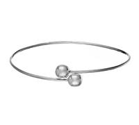 Silverly Double Ball Wraparound Bangle Bracelet for Women in 925 Sterling Silver - Minimalist Adjustable Overlapping Bangle - Sleek Minimalist Thin Tube Torque Style Design - Simple Stacking Bracelets