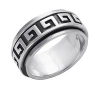 Silverly Fidget Rings for Anxiety Women - 9mm Greek Key Spinner Rings - Anxiety Ring - Oxidised 925 Sterling Silver Rings for Men - Engagement Rings - Wedding Gifts - Ancient Greece Style Jewellery