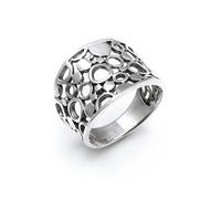 Silverly Filigree-Style Open Circle Pattern Sterling Silver Ring for Women - Modern Concave Wide Band Thumb Rings - 925 Silver Chunky Ring - Geometric Openwork Solid Silver Jewellery