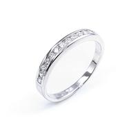Silverly Half Eternity Rings for Women - 925 Sterling Silver Cubic Zirconia Ring in a Channel Setting - Classic CZ Engagement Bands for Her - Sparkly Stacking Wedding Band