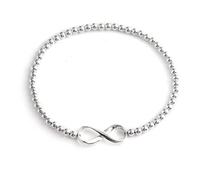 Silverly Infinity 925 Sterling Silver Bracelet for Women - Ball Beaded Bracelets - Adjustable Stretch Bracelet to Fit Most Wrist Sizes - Friendship Gifts for Women - Solid Silver Bracelet for Teens