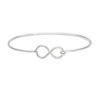 Silverly Infinity Symbol Sterling Silver Bangles for Women Solid 925 - Classic Figure of 8 Friendship Bracelet - Bridesmaid Gift - Romantic Jewellery - Simple Thin Tube Stacking Bracelet for Ladies