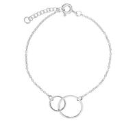 Silverly Interlocking Circles Bracelet for Women in 925 Sterling Silver - Classic Double Circle on Dainty Cable Chain - Sleek Minimalist Symbolic Love Jewellery - Simple Essential Chains