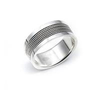 Silverly Men's Women's .925 Sterling Silver Bali Rope Band Thumb 9mm Ring - X 1/2