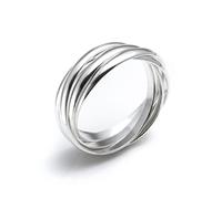 Silverly Russian Style Wedding Rings His and Hers - Interlocking Five Band Ring - Classic Multiband 925 Sterling Silver Rings for Women - Elegand Promise Bands - Gifts for Girlfriend or Boyfriend