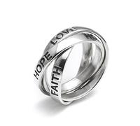 Silverly Russian Wedding Ring His and Hers - Classic 925 Sterling Silver Rings for Women - Triple Band - Love Faith Hope Words Engraved Multiband Wedding Ring - Mum Daughter Auntie Gifts