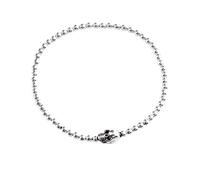 Silverly Skull 925 Sterling Silver Bracelet for Women - Halloween Emo Gothic Jewellery for Women - Punk Stacker Ball Beaded Charm Bracelet - Adjustable Stretch Skeleton Bead Bracelet