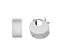 Silverly Small 925 Silver Crecent Moon Hoops With Flat-Edge - Chunky Sterling Silver Hoops for Women - Chubby Huggie Style Earrings With Latch-Back Closure - Modern Jewellery for Everyday
