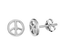 Silverly Small Round Peace Sign Sterling Silver Studs for Women 7mm - Peace Symbol Stud Earrings in 925 Silver - Fun 60s Accessories - Retro Hippie Jewellery - Big Sister Gifts - Men's Earrings
