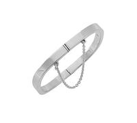 Silverly Square Hinged 925 Sterling Silver Bangle With Chain - Elegant Sterling Silver Bracelet for Women - Square Tube Bangle Bracelet - Wife Mum Auntie Birthday Gifts