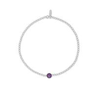 Silverly Sterling Silver Amethyst Ball Bead Stretch Bracelet - Simple Stackable Beaded Elastic Bracelets for Women - Round Purple Gemstone Design - Boho February Birthstone Gift - 925 Silver Jewellery
