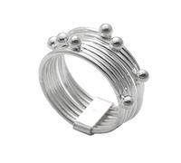 Silverly Sterling Silver Ball Bead Multi-Band Ring for Women - 925 Silver Seven Band Ring Stack - Satellite Set of Rings for Men - Abstract Modern Geometric Jewellery for Stress Relief