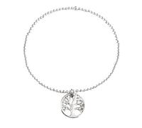 Silverly Sterling Silver Beaded Stretch Bracelet With a Round Tree of Life Charm - 925 Silver Ball Bead Bracelets for Women - Celtic Jewellery - Adjustable Stacking Bracelet - Symbolic Gift