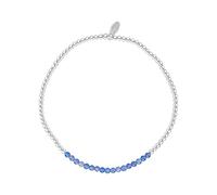 Silverly Sterling Silver Blue Agate Stretch Bracelet - Stacking Beaded Ball Bracelets for Women - 925 Silver Summer Jewellery - Elastic Gemstone Bead Design - Birthday, Baby Shower, or Bridesmaid Gift