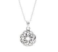 Silverly Sterling Silver Celtic Knot Necklace for Women - 925 Silver Round Celtic Flower Pendant on 18" Curb Chain - Traditional Irish Knotwork Jewellery - Spiritual Symbolic Gift