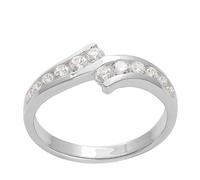 Silverly Sterling Silver Channel-Set Cubic Zirconia Bypass Ring for Women - Modern Minimalist 925 Silver Clear CZ Band Ring - Elegant Classic Sparkling Jewellery - Mother's Day Gift