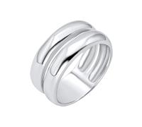 Silverly Sterling Silver Chunky Double Band Ring for Women - Minimalist Smooth Wide Band - Simple Classic 925 Silver Jewellery - Bold Modern Curved Multiband Design - Stacked Court Rings