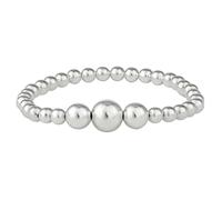 Silverly Sterling Silver Chunky Graduated Ball Bead Stretch Bracelet - Modern Minimalist 925 Silver Stacking Bracelets for Women - Simple Polished Thick Beaded Design - Stackable Jewellery
