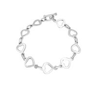 Silverly Sterling Silver Chunky Open Heart Link Chain Bracelet for Women With a T-bar Clasp - 925 Silver Thick Modern Minimalist Chain - Ladies Heavy Toggle Bracelets - Luxury Valentine's Gift for Her
