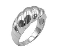 Silverly Sterling Silver Classic Croissant Ring - 925 Silver Chunky Dome Rings for Women - Elegant Ribbed Band Design - Sleek Minimalist Statement Rings - On-Trend Ladies Jewellery