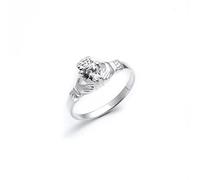 Silverly Sterling Silver Cubic Zirconia Claddagh Ring - Celtic CZ Heart Ring in 925 Silver - Traditional Irish Jewellery - Classic Sparkling Promise Ring - Symbolic Wedding Band - Best Friend Gift