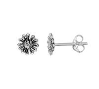 Silverly Sterling Silver Daisy Stud Earrings for Women - Simple Small Textured Flower Studs in 925 Silver - Vintage-Style Nature-Inspired Summer Jewellery - Birthday Gift for Daughter