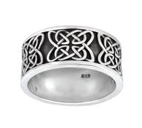 Silverly Sterling Silver Dara Knot Ring for Men and Women - 925 Silver Flat-Edge Wide Band With Celtic Knotwork - Chunky Wedding Rings - Traditional Irish Jewellery - Symbolic Gift for Husband
