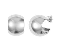 Silverly Sterling Silver Dome Hoop Earrings for Women 15.5mm - 925 Silver Chubby Hoops - Extra Chunky Smooth Rounded Design - Essential Everyday Jewellery - Wide Thick Huggie Earrings