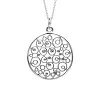 Silverly Sterling Silver Extra Large Disc Pendant With Open Circle Pattern - Unique Filigree-Style Geometric Necklace for Women - Contemporary Statement Jewellery With Cut-Out Openwork