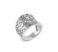 Silverly Sterling Silver Filigree Concave Ring With Spiral Pattern - Geometric 925 Silver Wide Band Ring - Bold Modern Jewellery for Women - Open Scroll Design - Swirl Openwork Rings