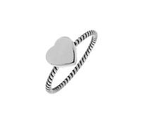 Silverly Sterling Silver Flat Heart Ring for Women - 925 Silver Rope Twist Ring for Stacking - Simple Thin Twisted Band Design - Romantic Jewellery Gift - Best Friend Promised Rings