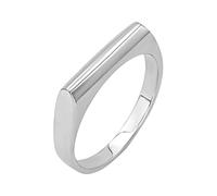 Silverly Sterling Silver Flat Top Ring - Minimalist Classic Horizontal Bar Ring for Women - Rectangular Thin Band Design - Sleek Smooth 925 Silver Geometric Jewellery - Modern On-Trend Stacking Rings