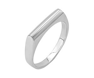 Silverly Sterling Silver Flat Top Ring - Minimalist Classic Horizontal Bar Ring for Women - Rectangular Thin Band Design - Sleek Smooth 925 Silver Geometric Jewellery - Modern On-Trend Stacking Rings